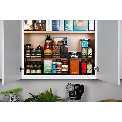 Heavy Duty Pull Out Spice Rack Organizer Cabinet Black Finish 8 Inch Clearance Image 4