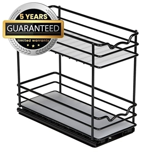 Heavy Duty Pull Out Spice Rack Organizer Cabinet Black Finish 8 Inch Clearance Image 11