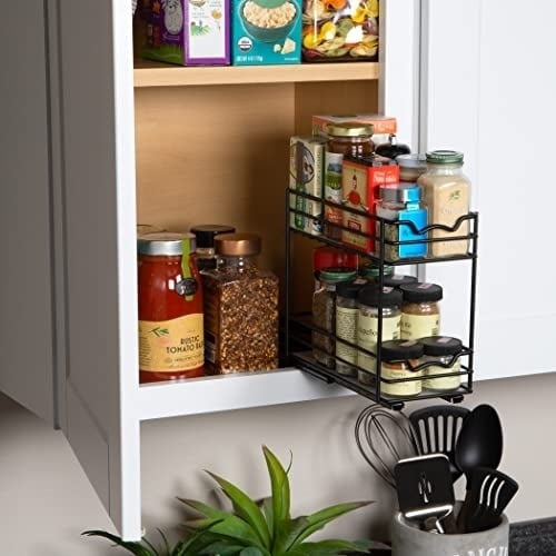 Heavy Duty Pull Out Spice Rack Organizer Cabinet Black Finish 8 Inch Clearance Image 12