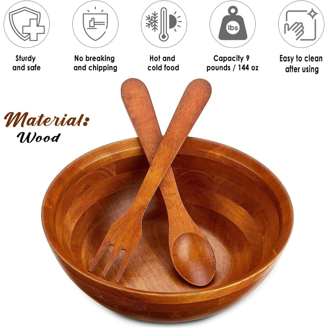 Wooden Salad Bowls - Set of 4 Multipurpose Individual 7 x 2.5 Food Bowls Durable Hardwood Serving. and More 24 oz. Image 7