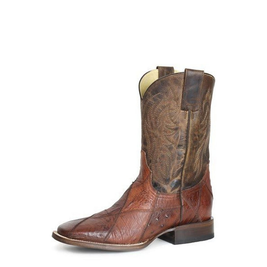 Roper Western Boots Mens Ostrich Check Brown 09-020-6503-8584 BR Image 1