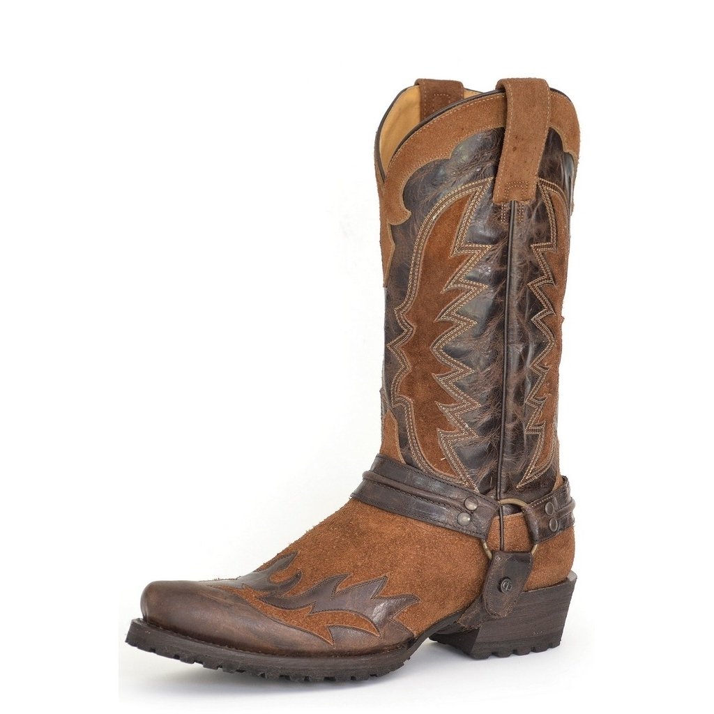 Stetson Western Boots Mens Biker Outlaw Wings Tan 12-020-6224-3861 TA Image 1