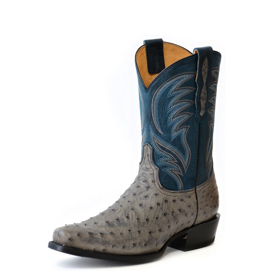 Roper Western Boots Mens Oliver Ostrich Gray 09-020-7826-8220 GY Image 1