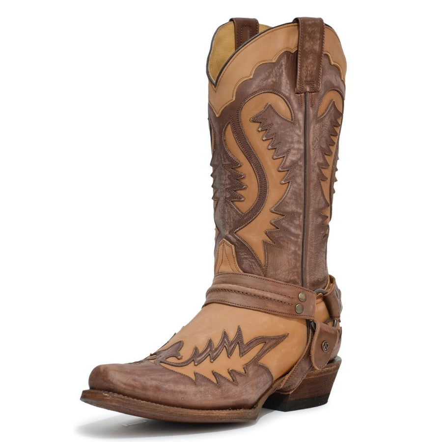 Stetson Western Boots Mens Outlaw Leather Tan 12-020-6204-3849 TA Image 1