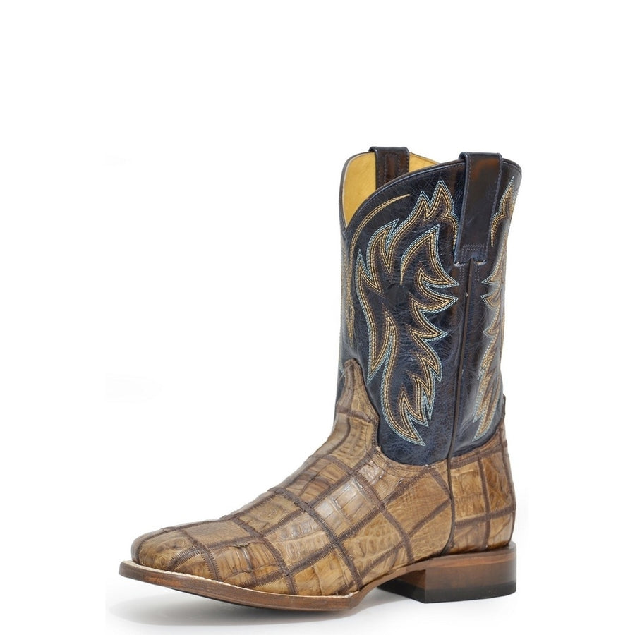 Roper Western Boots Mens Caiman Check Tan 09-020-6503-8483 TA Image 1