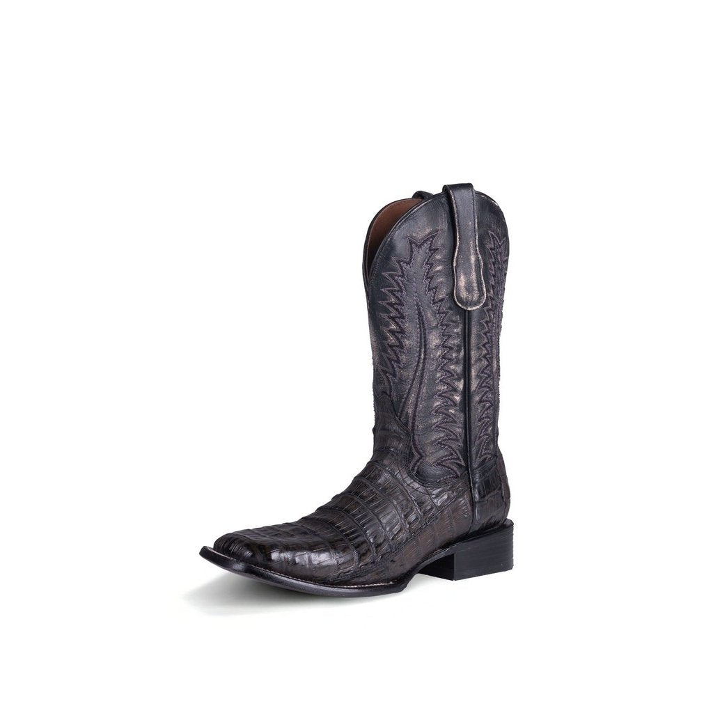 Circle G Western Boots Mens Caiman Embroidery Chocolate Black L6055 Image 1