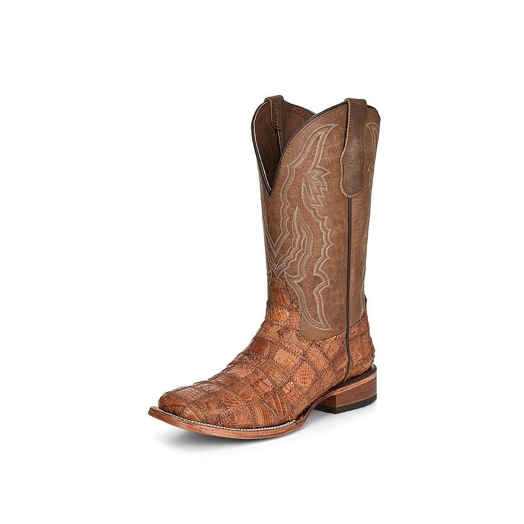 Circle G Western Boots Mens Caiman Patchwork Embroidery Cognac L5950 Image 1