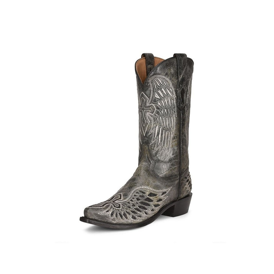 Corral Western Boots Mens Python Inlay Cross and Wings Black A4355 Image 1