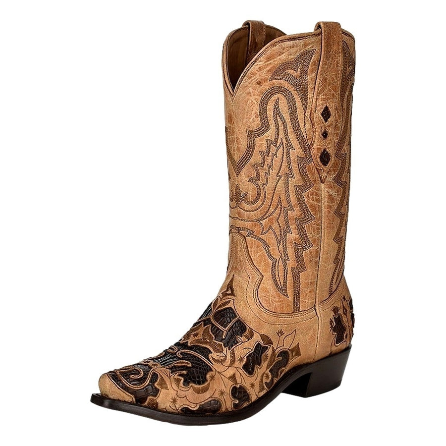 Corral Western Boots Mens Alligator Inlay Embroidery Sand A4335 Image 1