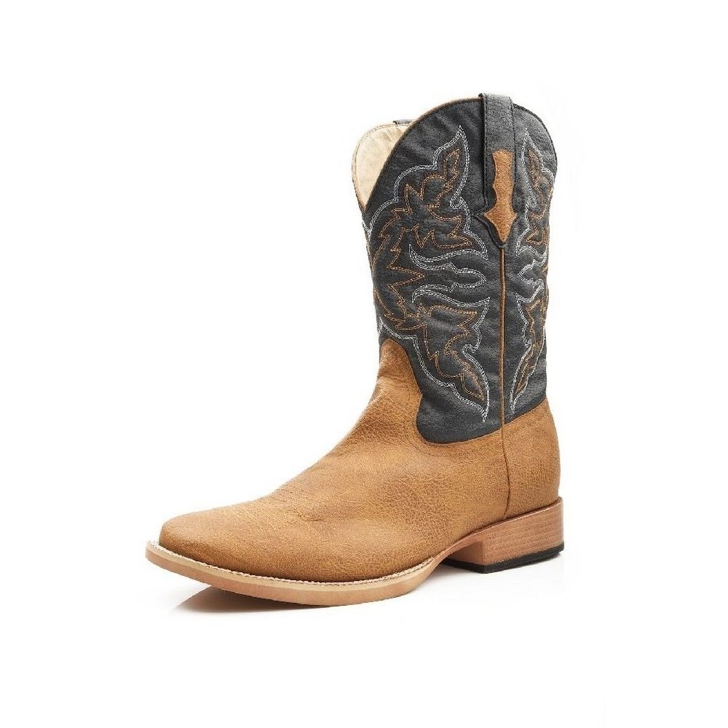 Roper Western Boots Mens Square Stitch Tan Navy 09-020-1900-0012 TA Image 1