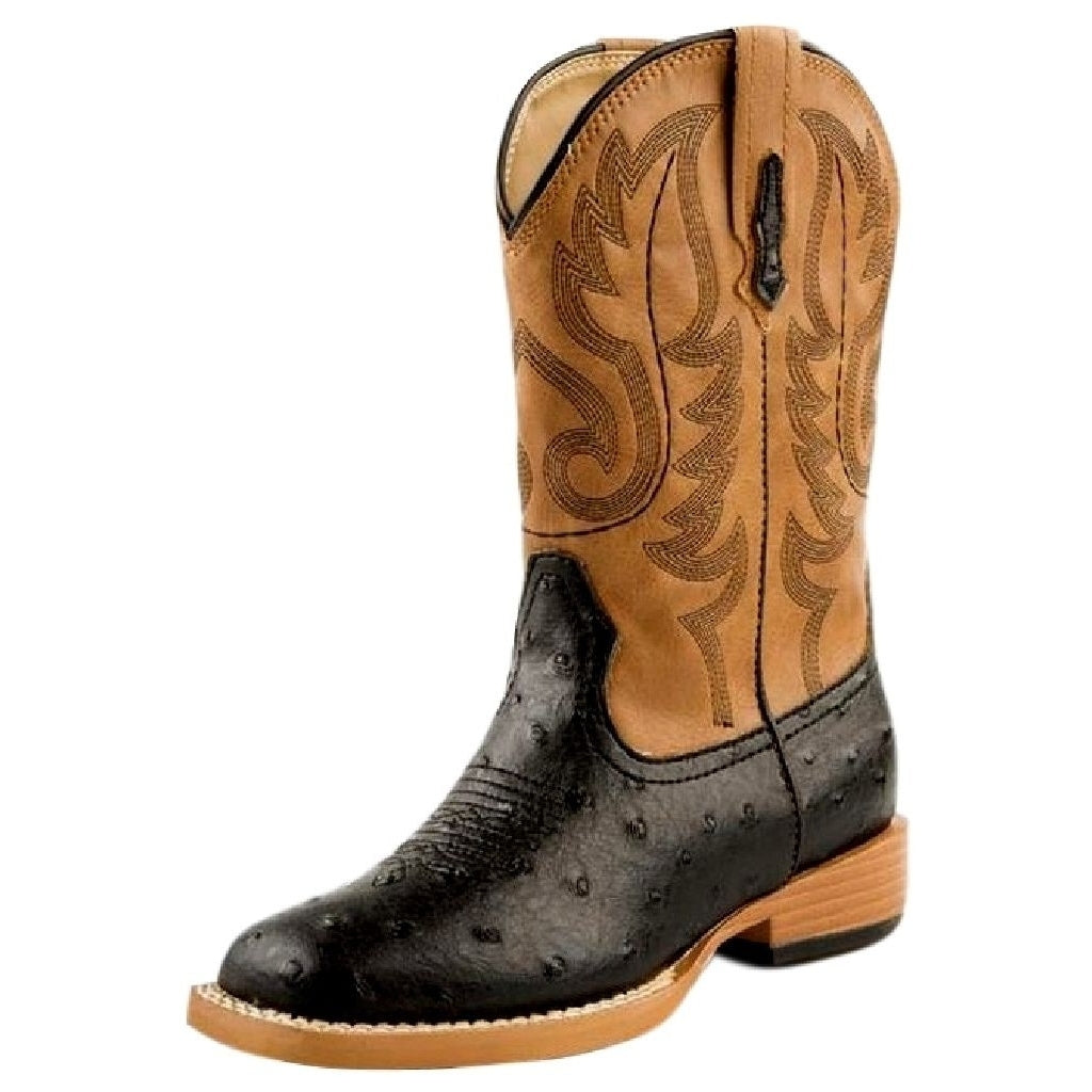 Roper Western Boots Mens Faux Ostrich Black Brown 09-020-1900-0050 BL Image 1