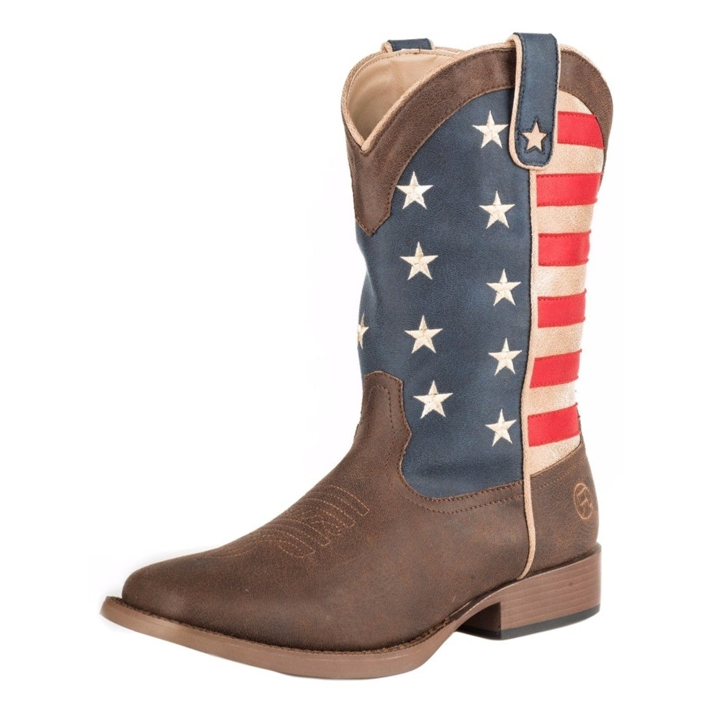 Roper Western Boots Mens American Patriot Brown 09-020-1902-0380 BR Image 1