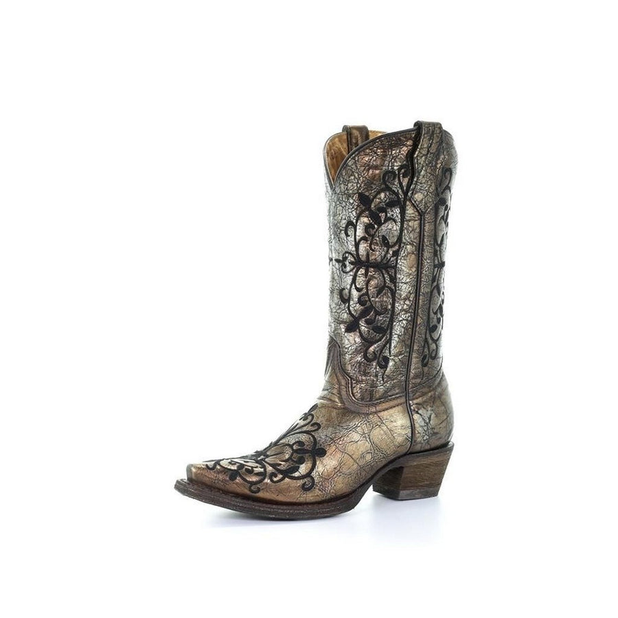 Corral Western Boots Girls Cowboy 10" Shaft Pull On Bronze A3154 Image 1