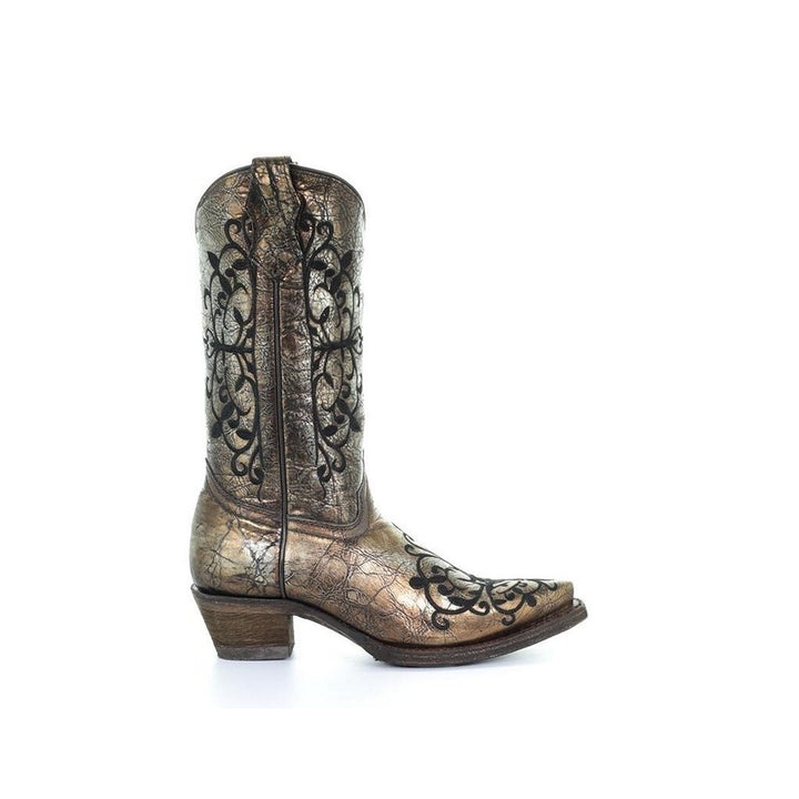 Corral Western Boots Girls Cowboy 10" Shaft Pull On Bronze A3154 Image 2