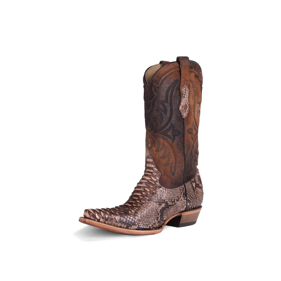 Corral Western Boots Mens 12" Python Lamb Snip Toe Brown A4452 Image 1