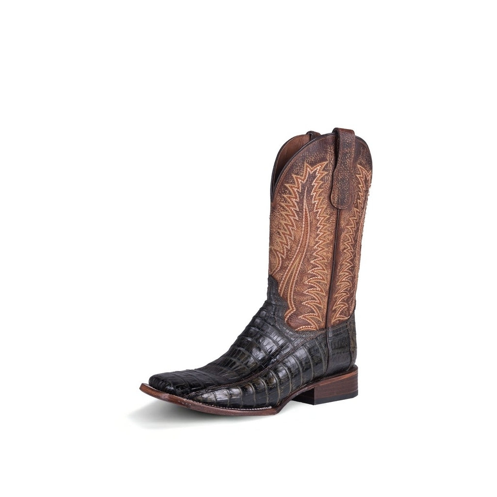 Circle G Western Boots Mens Caiman Embroidery Leather Olive L6054 Image 1