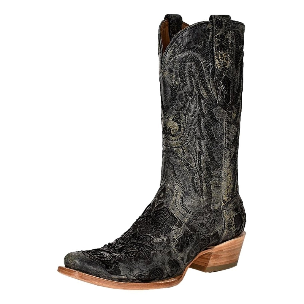 Corral Western Boots Mens Alligator Inlay Embroidery Black A4338 Image 1