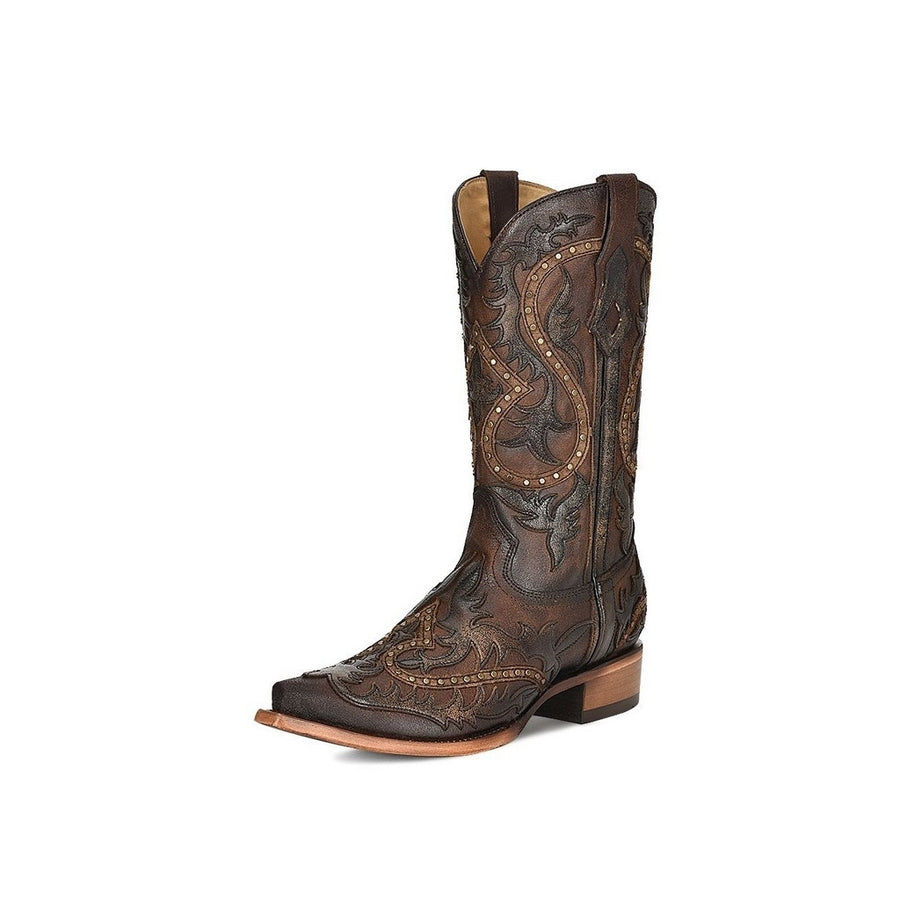 Corral Western Boots Mens Studs Overlay Embroidery Brown C3990 Image 1