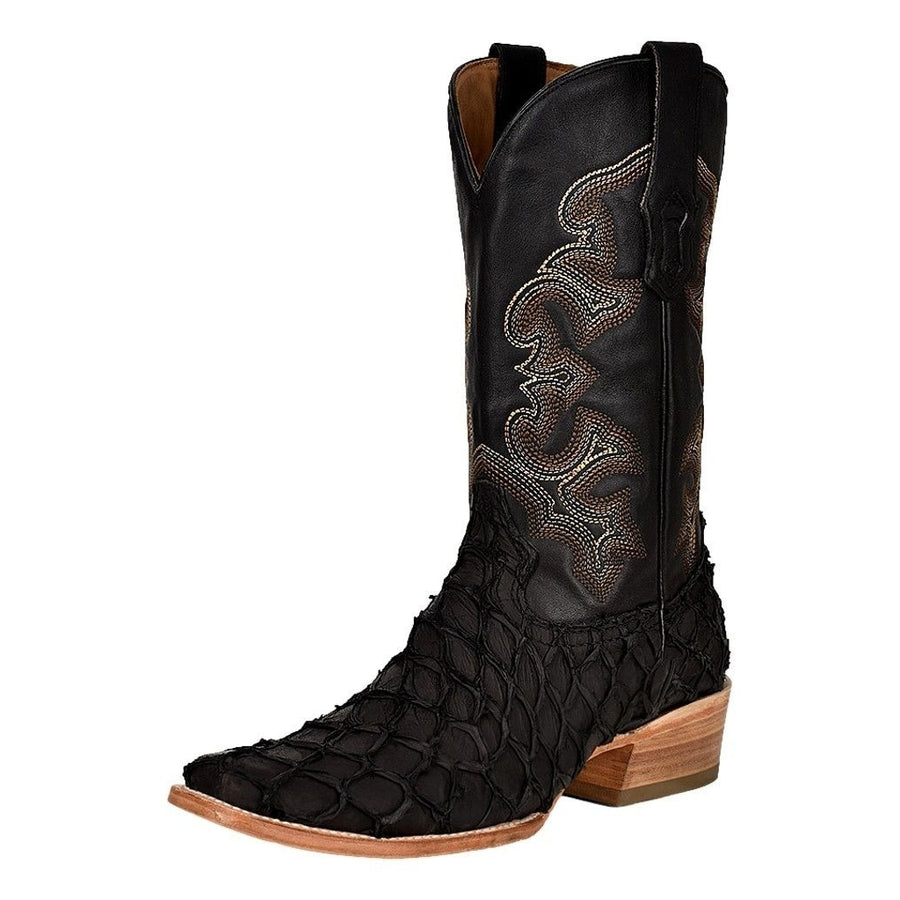 Corral Western Boots Mens Pirarucu Fish Embroidery Black A4339 Image 1