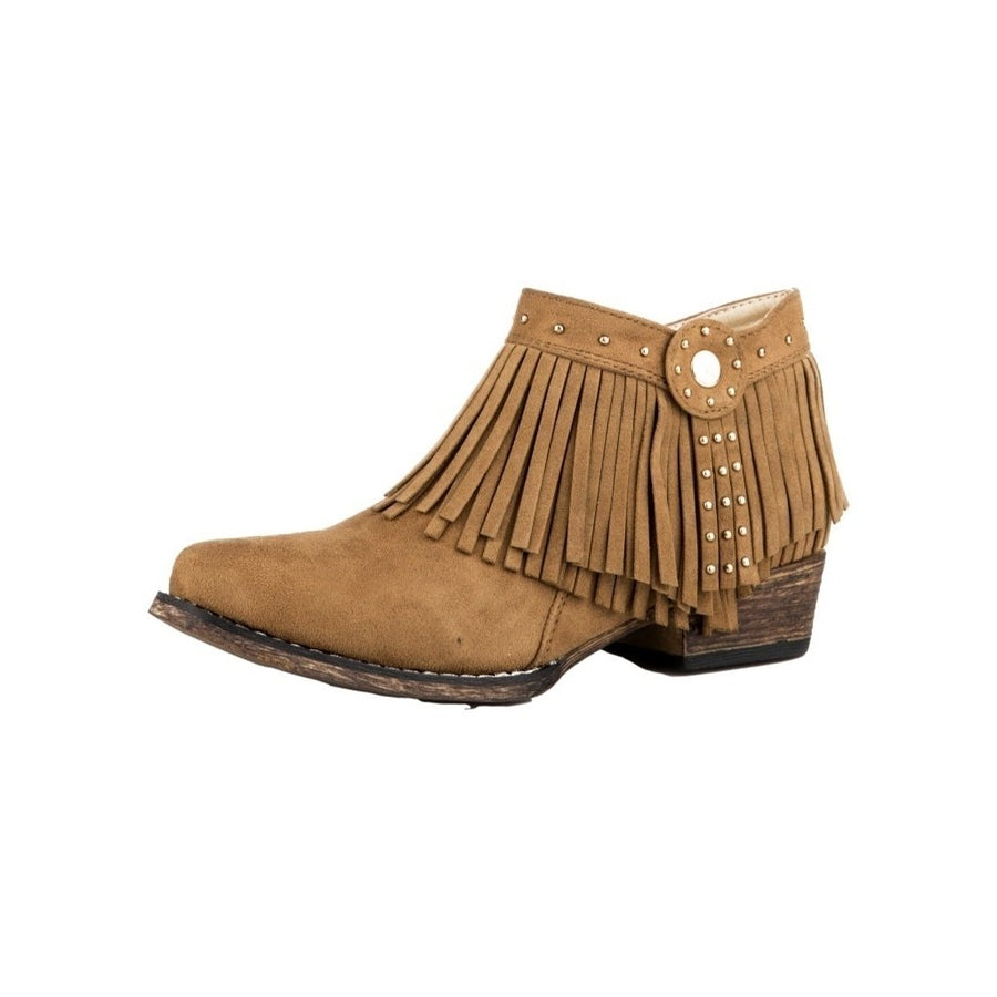 Roper Western Boots Girls Snip Toe Zip Fringe Tan 09-018-1567-2763 TA Image 1