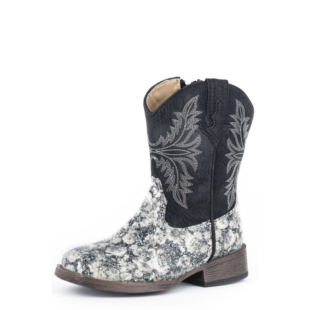 Roper Western Boots Girls Zipper Floral Black 09-017-1903-2135 BL Image 1