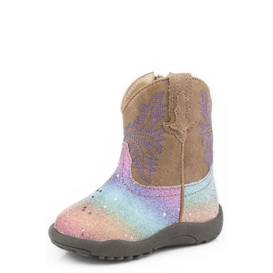 Roper Western Boots Girl Zip Glitter Rainbow Tan 09-016-1903-2141 TA Image 1