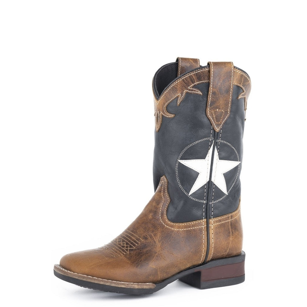 Roper Western Boots Boys Monterey Star Overlay Tan 09-018-0912-2571 TA Image 1