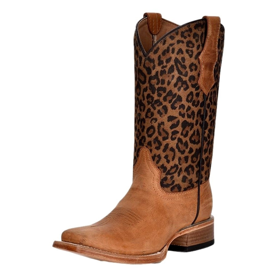 Circle G Western Boots Girls 11" Leather Leopard Print Honey J7104 Image 1