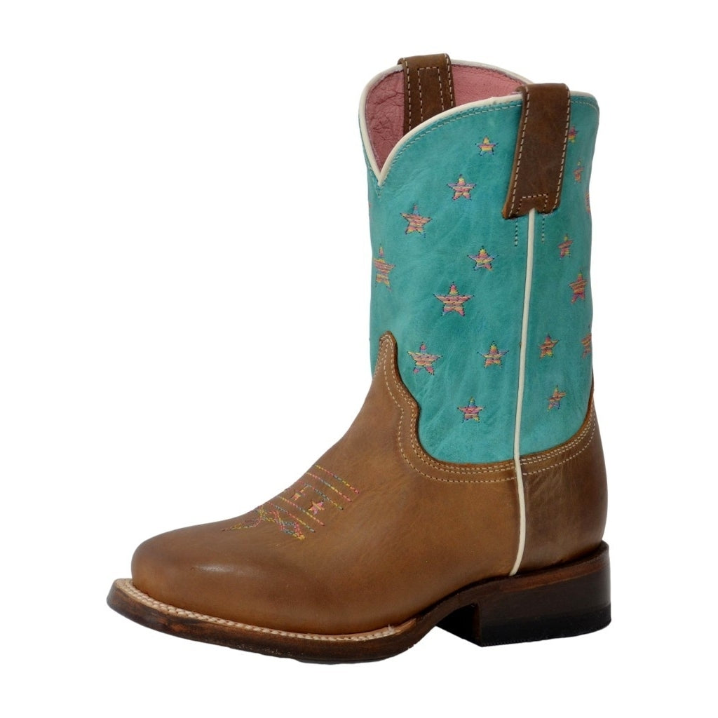 Roper Western Boots Girls Stars Square Brown 09-018-7022-8405 BR Image 1