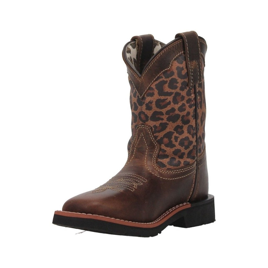 Dan Post Western Boots Girls 9" Leopard Square Toe Tan DPC3951 Image 1