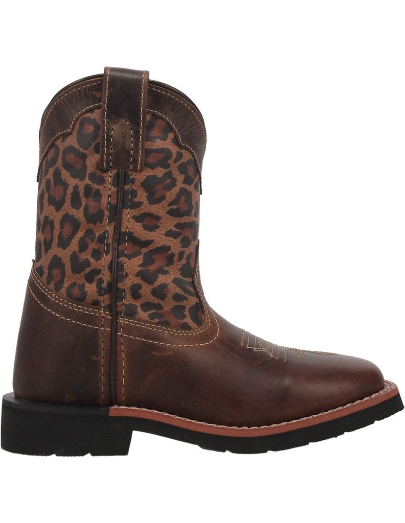 Dan Post Western Boots Girls 9" Leopard Square Toe Tan DPC3951 Image 3