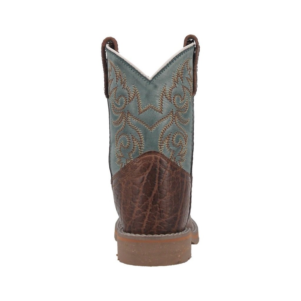 Dan Post Western Boots Boys 8" Pull On Square Toe Brown Blue DPC2918 Image 4