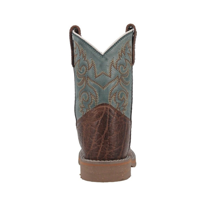 Dan Post Western Boots Boys 8" Pull On Square Toe Brown Blue DPC2918 Image 4