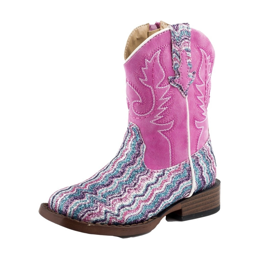 Roper Western Boots Girls Square Toe Zip Up Pink 09-017-1901-2922 PI Image 1