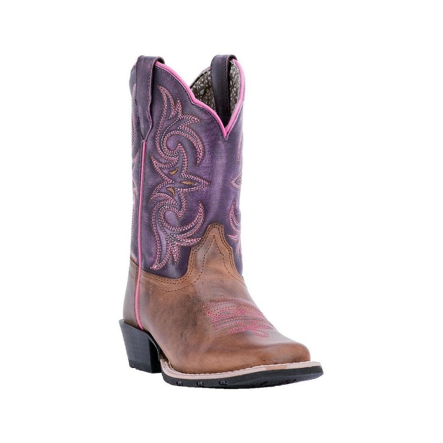 Dan Post Western Boots Girls Majesty Square Toe Brown Purple DPC3947 Image 1