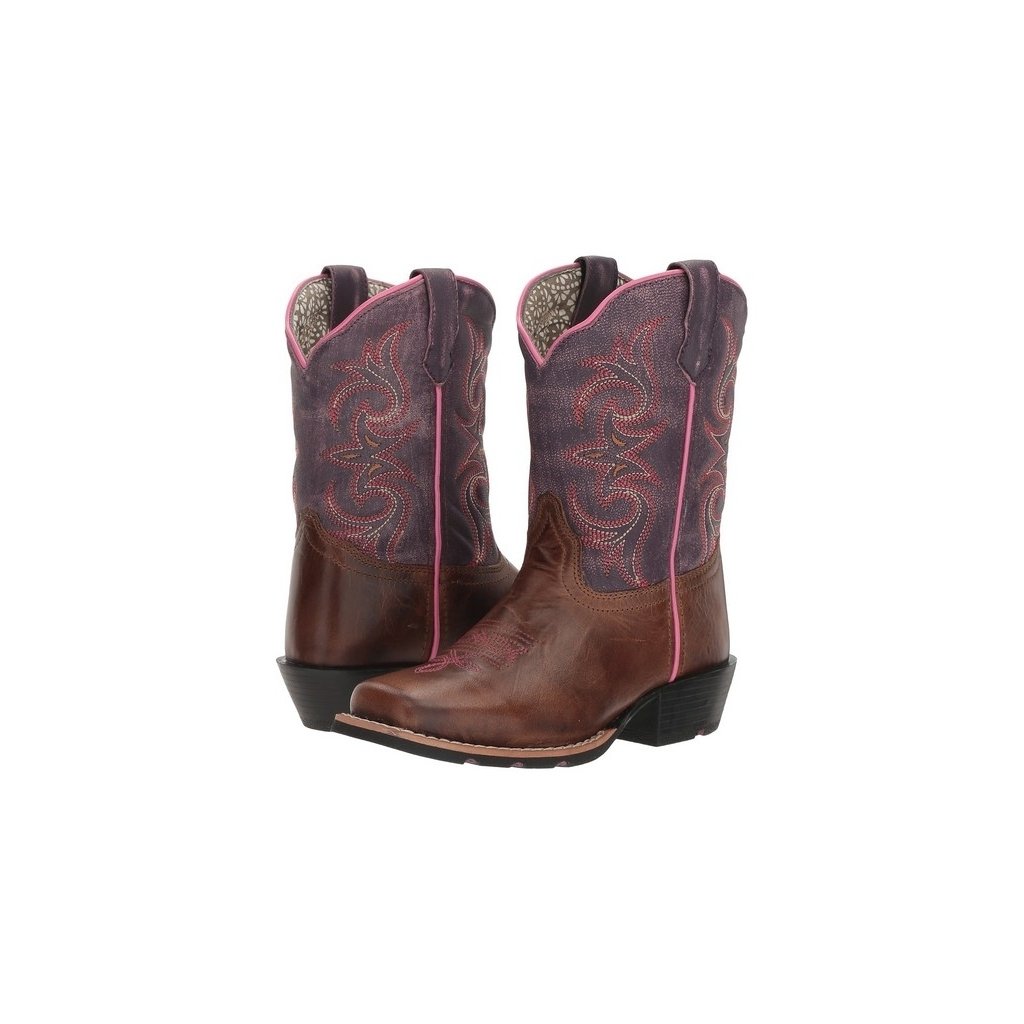 Dan Post Western Boots Girls Majesty 8" Square Brown Purple DPC2947 Image 2