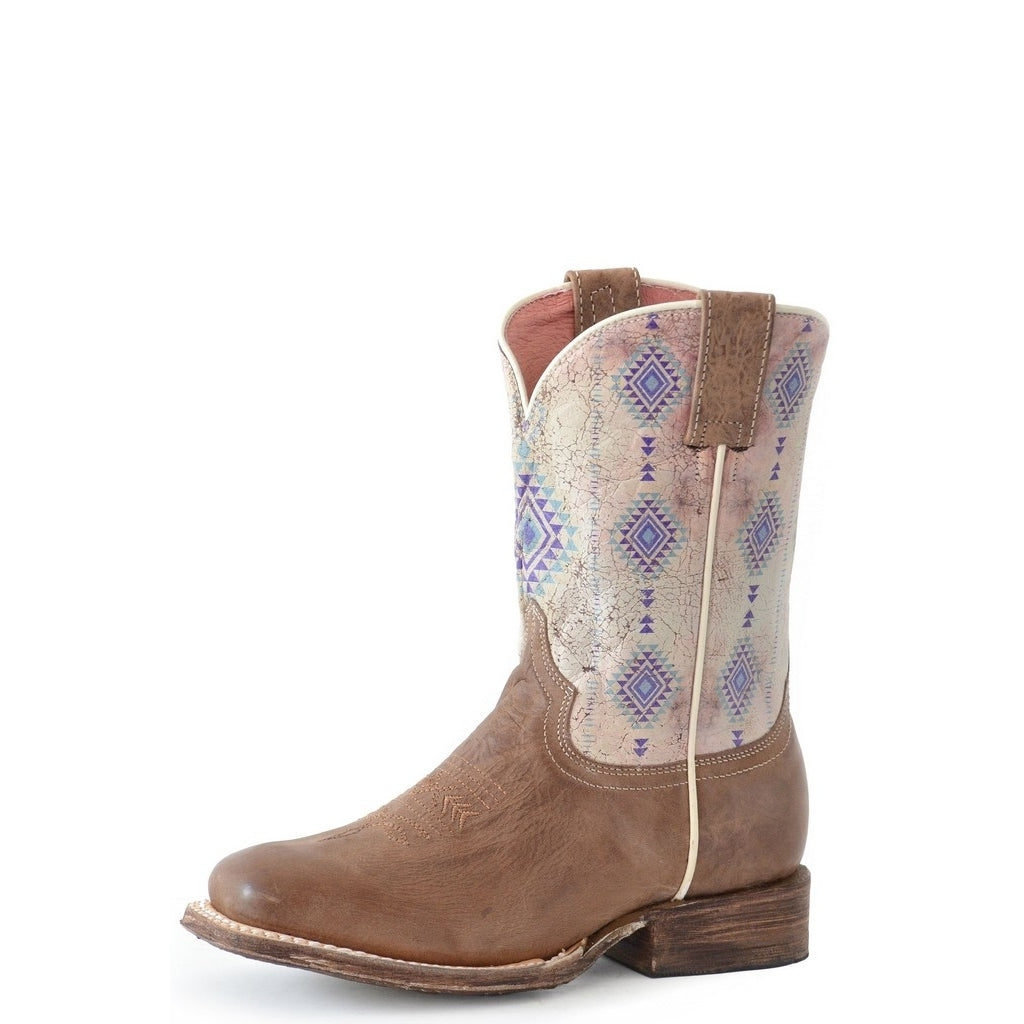 Roper Western Boots Girls Az Aztek Square Tan 09-018-7022-8494 TA Image 1