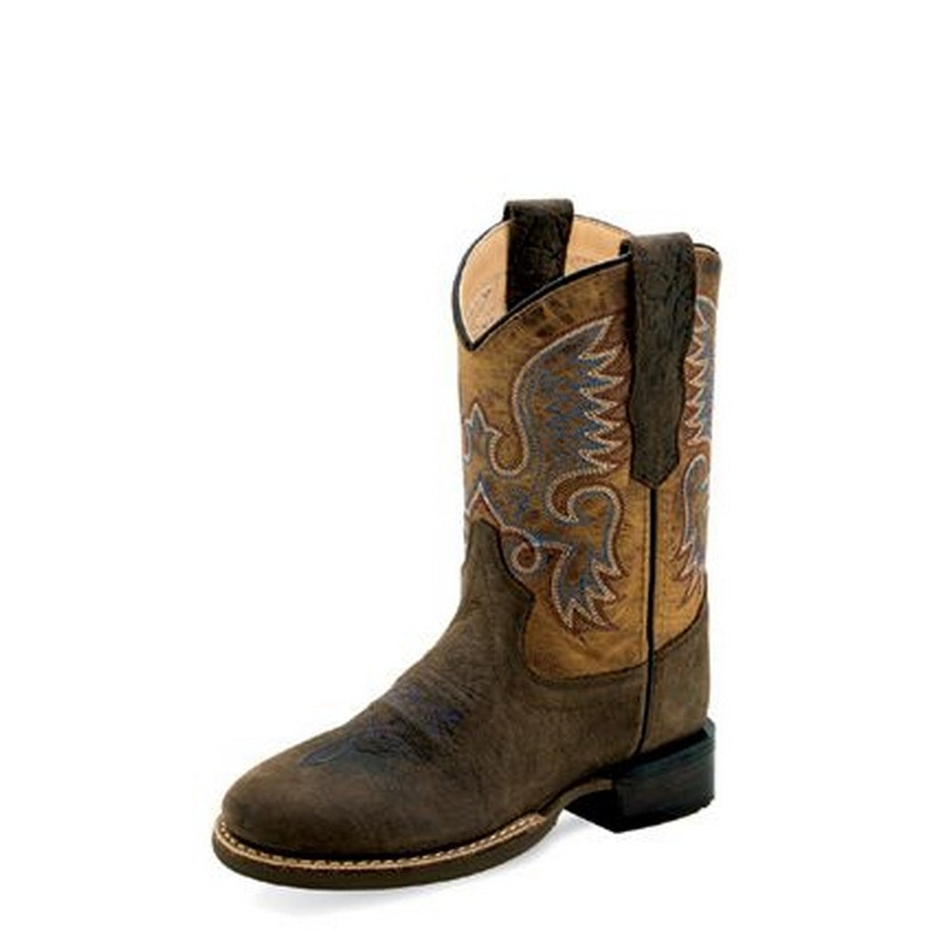 Old West Western Boots Boys Rubber Corded Dark Brown BRC2011 Image 1