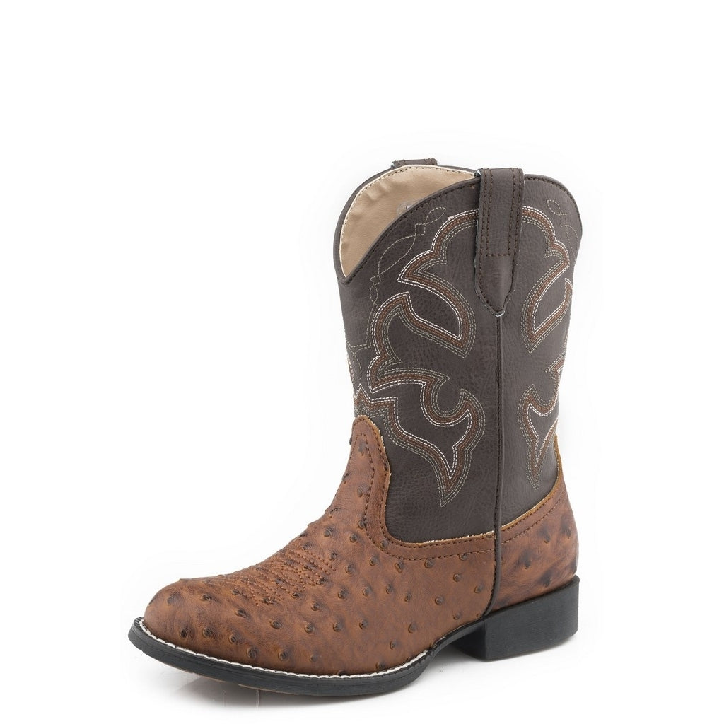 Roper Western Boots Boys Cody Zipper Faux Ostrich 09-017-1222-1418 TA Image 1