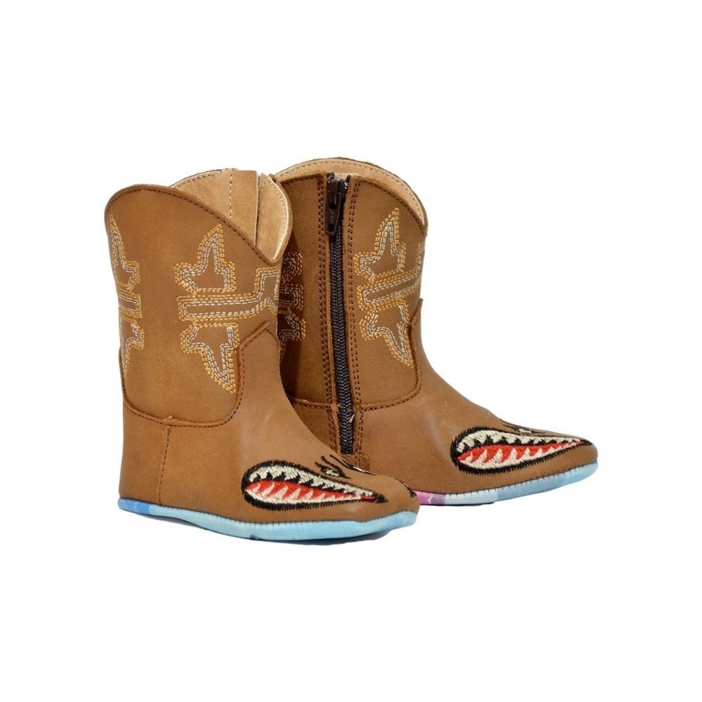 Tin Haul Western Boots Boys Sharky Zipper Tan 14-016-0007-1693 TA Image 2