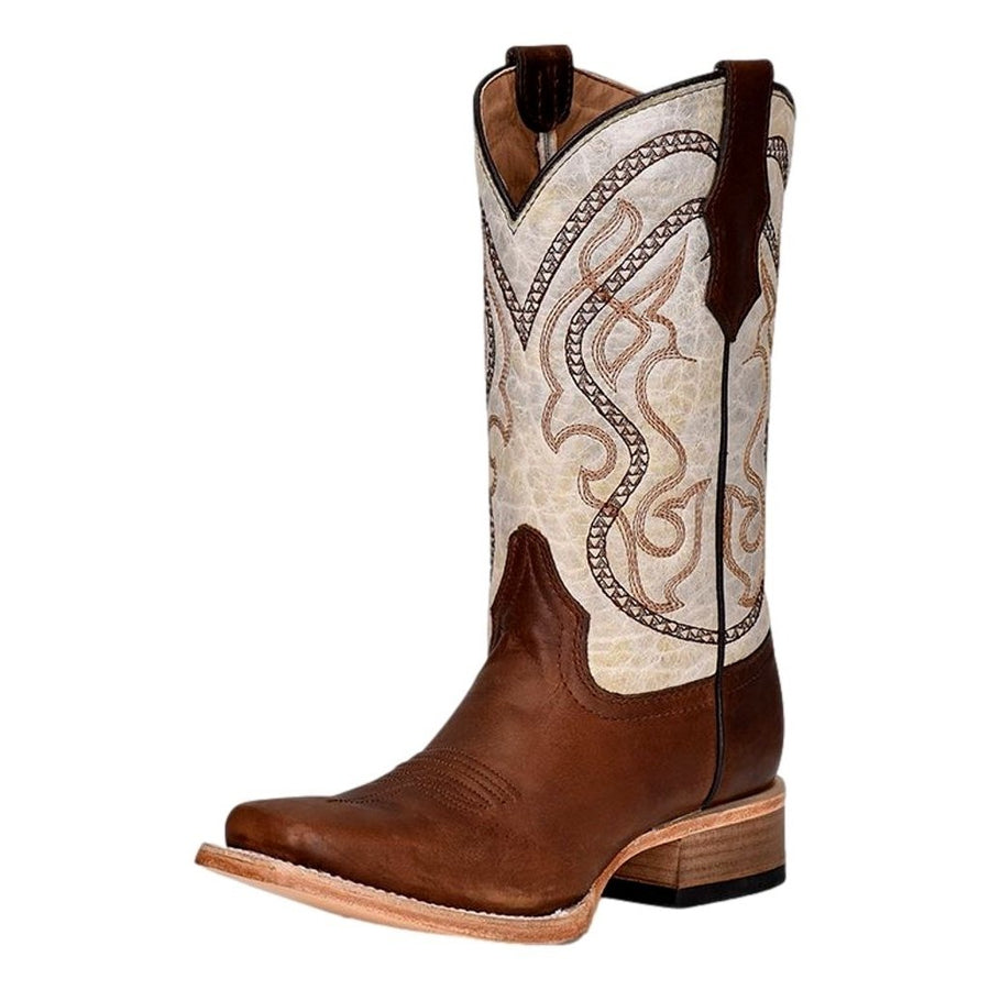 Circle G Western Boots Girls 11" Leather Embroidery Brown J7100 Image 1