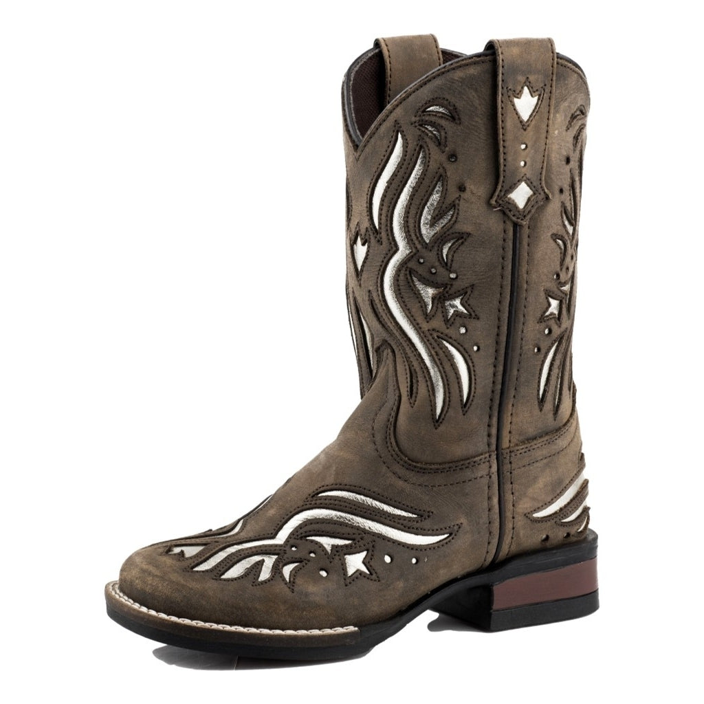 Roper Western Boots Girls Shiloh Leather Brown 09-018-0912-2769 BR Image 1