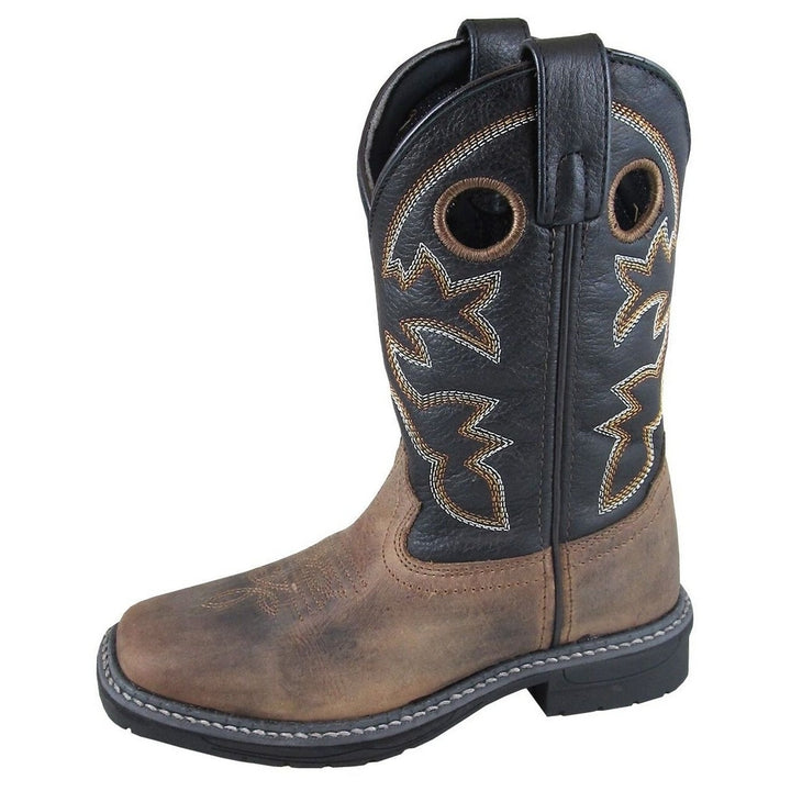 Smoky Mountain Work Boots Boys Stampede Pull On Brown Black 3893C Image 1