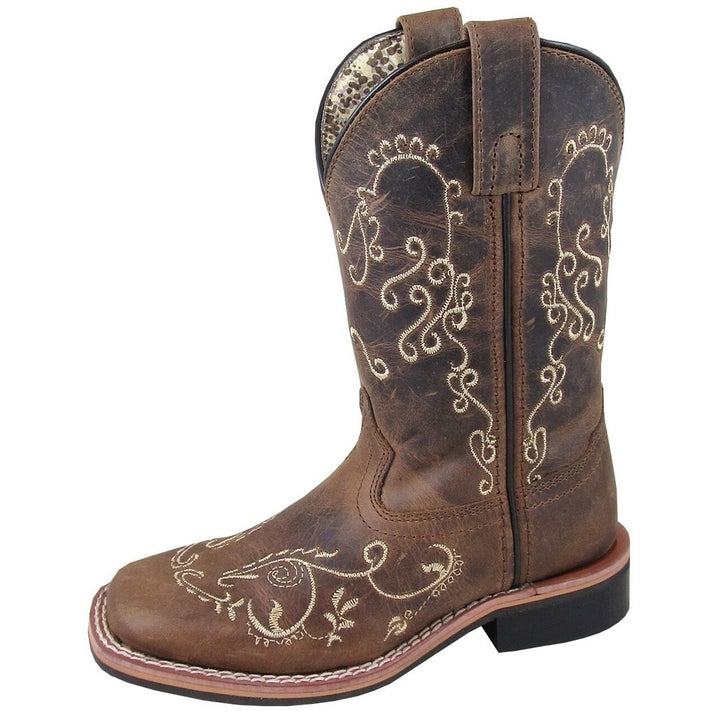 Smoky Mountain Western Boots Girls Marilyn Pull On Brown Waxed 3845Y Image 1