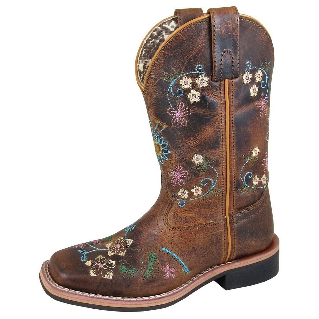 Smoky Mountain Western Boots Girls Floralie Pull On Brown 3843Y Image 1