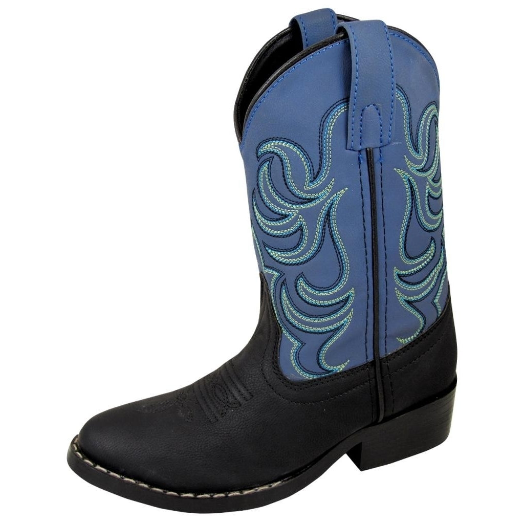 Smoky Mountain Western Boots Boys Monterey Pull On Black Blue 1576C Image 1