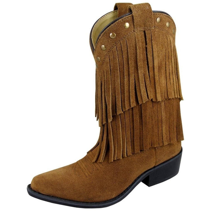 Smoky Mountain Western Boots Girls Wisteria Leather Fringe Brown 3514C Image 1