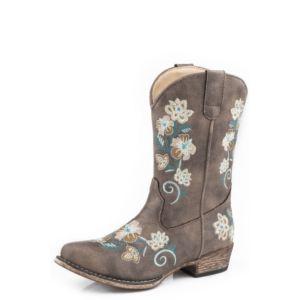 Roper Western Boots Girls Floral Saddle Brown 09-018-1566-2457 BR Image 1