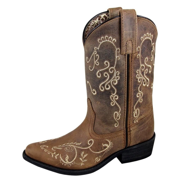 Smoky Mountain Western Boots Girls Hopalong Snip Toe Brown 3754T Image 1