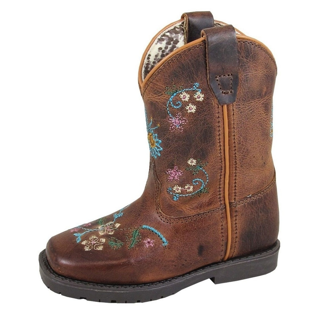 Smoky Mountain Western Boots Girls Floralie Pull On Brown 3833T Image 1